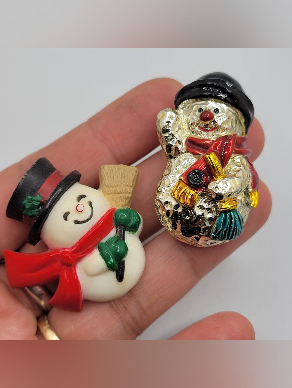 Festive Snowman Brooches Set of 2